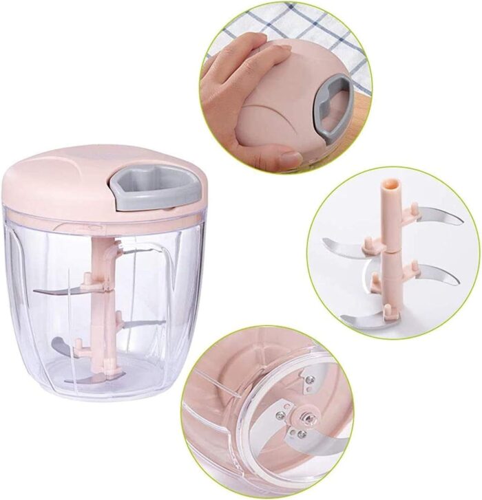 Hand-Powered Food Chopper Mini Pull String Design Food Processor, Mincer,Garlic Press Mincer Pepper Chili Nuts Meat Grinder