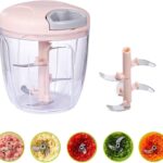 Hand-Powered Food Chopper Mini Pull String Design Food Processor, Mincer,Garlic Press Mincer Pepper Chili Nuts Meat Grinder