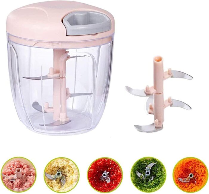 Hand-Powered Food Chopper Mini Pull String Design Food Processor, Mincer,Garlic Press Mincer Pepper Chili Nuts Meat Grinder