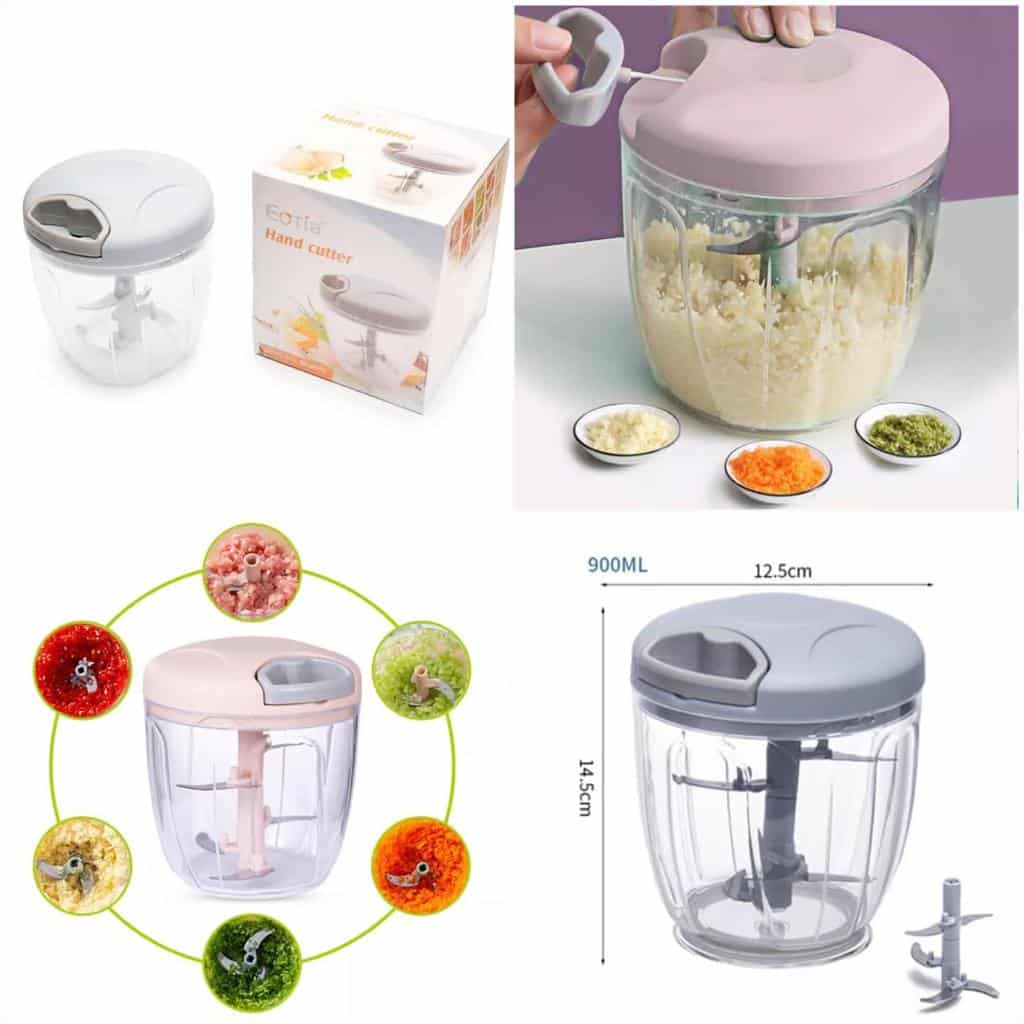 Hand-Powered Food Chopper Mini Pull String Design Food Processor, Mincer,Garlic Press Mincer Pepper Chili Nuts Meat Grinder